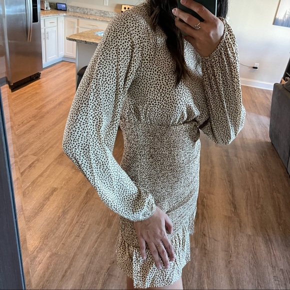 Billowy Beige Mini Dress - Picture 10 of 12